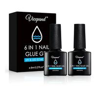 2 * 8ML Pegamento de Uñas Extra Fuerte con Punta Del Cepillo, 6 en 1 Nail Glue, para Pegamento Uñas Postizas y Primer, Necesita Curar Bajo UV Lámpara,Conveniente y Exquisito