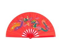 2 abanicos de Kung Fu, Tai Chi, Artes Marciales, dragón, fénix, plástico, Plegables, for Danza artística para Actuaciones EscéNicas Fiestas Decoraciones(Red)