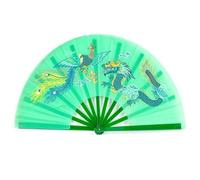 2 abanicos de Kung Fu, Tai Chi, Artes Marciales, dragón, fénix, plástico, Plegables, for Danza artística para Actuaciones EscéNicas Fiestas Decoraciones(Green)