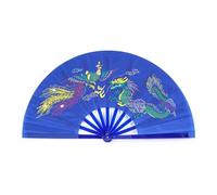 2 abanicos de Kung Fu, Tai Chi, Artes Marciales, dragón, fénix, plástico, Plegables, for Danza artística para Actuaciones EscéNicas Fiestas Decoraciones(Blue)