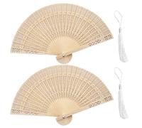 2 Abanicos De Madera Huecos, 2 Piezas De Borlas Colgantes, Abanicos De Estilo Chino, Abanicos De Madera, Mini Abanicos, Abanicos Plegables, Abanicos Portátiles