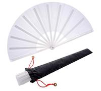 2 abanicos de mano de seda plegables grandes para tai chi, abanico de mano plegable chino, paño de nailon, ventilador de Kung Fu chino con mangas de soporte para decoración de danza de rendimiento