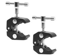 2 abrazaderas con roscas de 1/4 y 3/8 pulgadas, abrazaderas de cámara con clip para cámaras DSLR, luces, paraguas, ganchos, estantes, varillas, barras transversales, accesorios de fotos