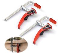 2 abrazaderas de mesa de acero, cierre rápido con profundidad de garganta de 60 mm, para lijar, cortar (160 mm)