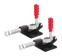 2 abrazaderas de palanca de empuje y tracción de 90 grados, abrazadera horizontal de 227 kg, hierro galvanizado con tapa de goma para montaje de máquina de soldadura de chapa