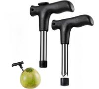 2 abridores de coco, herramienta de cuchillo de coco de acero inoxidable para abrir fácilmente cocos jóvenes tailandeses hawaianos (negro, juego de 2 piezas A)
