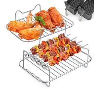 2 accesorios de freidora de aire caliente de doble zona, estructura con pinchos para Ninja Foodi AF300EU AF400EU Freidora de aire caliente Dual Zone Air Fryer, acero inoxidable 304