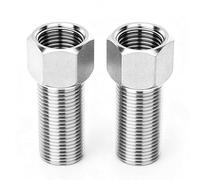2 accesorios de tubería de acero inoxidable 304, adaptador de reducción hexagonal de 1/2" hembra a 1/2" macho, longitud 70 mm para conexiones de agua, aire y aceite