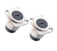 2 acopladores de montaje en panel USB-C hembra a hembra, adaptador de enchufe tipo C de 5 Gbps, módulo de aleación de cobre sin soldadura para placa de pared 86 de escritorio de suelo, (plateado)