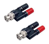 2 Adaptadores BNC Macho a Doble Conector Banana de 4mm para Osciloscopio | Adaptador BNC Macho a Doble Banana de 4mm, Aislamiento de ABS y Cobre, Conexión de Pruebas de Señal para Osciloscopios