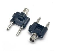 2 adaptadores BNC macho/hembra a doble fila de 4 mm para medidores de prueba, instrumentos RF y conexión de cable coaxial, grado industrial con construcción de metal y ABS (macho)
