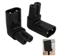 2 adaptadores de ángulo Recto C7 a C8, Enchufe Europeo en ángulo para 90 Grados IEC C7 Hembra, C8 Macho a C7 Hembra, Cable de Alimentación de 2 Pines para TV, Portátiles, Proyectores y Más