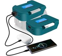 2 adaptadores de batería USB para Makita 18 V Li-ion, soporte de batería, conector de batería, adaptador de cargador móvil con USB y adaptador de rueda de carga rápida tipo C (solo adaptador)