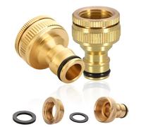 2 adaptadores de grifo, adaptador de conexión de agua, adaptador de manguera de jardín, conector de manguera de latón para adaptador de 3/4 pulgadas a 1/2 pulgadas Gardena, manguera adaptador de grifo