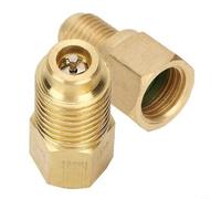 2 adaptadores de latón con válvula para R1234yf a SAE de 1/4 pulgadas y 1/2 pulgadas ACME, adaptador de rosca para mantenimiento y recarga de aire acondicionado en sistemas R12 R22 R134a