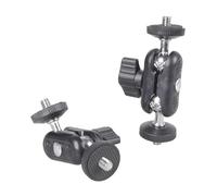 2 adaptadores de montaje de abrazadera de cabeza de bola doble para cámara, brazo mágico, rotación de 360 grados, rosca de 1/4 pulgadas para equipo fotográfico, brazo de conjuración de doble cabeza de