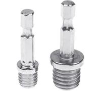 2 adaptadores de taladro de impacto plateado, varilla de conversión exterior M10+M14 para carpintería, convertidor de adaptador de enchufe hexagonal, convertidor de vástago hexagonal, portabrocas de