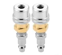 2 adaptadores de válvula de latón 1/4FNPT Lock On con palanca para compresor de coche, moto, camión, mantenimiento, 2 unidades