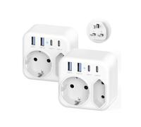 2 adaptadores de viaje británicos, adaptador de enchufe de Francia a Inglaterra con USB y 2 enchufes, adaptador de viaje tipo G para Irlanda, Escocia, Malta y Hong Kong.