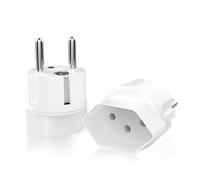 2 adaptadores de viaje Suiza a Alemania, tipo J a Schuko EU, adaptador de enchufe con cierre de seguridad, adaptador de corriente, para Suiza, Jordanie, Liechtenstein, color blanco