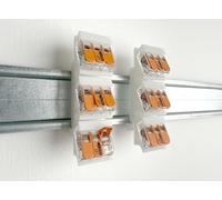2 adaptadores DIN Rail/Hutschrienenadapter para 3 bornes de conexión Wago 221-413 en el envío - blanco natural