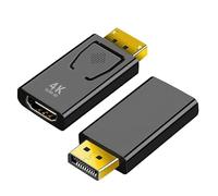 2 adaptadores DisplayPort a HDMI, convertidor 4K DP a HDMI, adaptador DisplayPort, soporte 3D 1080P, compatibilidad universal para Lenovo, HP, Dell, AMD, GPU y otros PCs, color negro