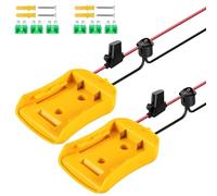 2 adaptadores Power Wheel para batería Dewalt de 18 V/20 V, adaptador de batería, conector de carga de 12 AWG con fusible e interruptor, kit de conversión de batería, adaptador de batería seguro para