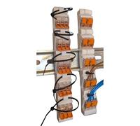 2 adaptadores premium para carril de sombreros para 5 x Wago 221-412/413/415 + alivio de cable de 4 vías, soporte DIN profesional con alivio de tensión integrado