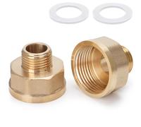 2 adaptadores reductores AG/IG de latón de 1/2" macho a 1" hembra | Rosca hembra de 1" a rosca macho de 1/2" | Conversor de conexión de tubería duradero con sello de goma para sistemas de agua/gas