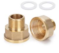 2 adaptadores reductores AG/IG de latón de 1/2" macho a 3/4" hembra | rosca hembra de 3/4" a rosca macho de 1/2" | Conversor de conexión de tubería duradero con sello de goma para sistemas de agua/gas