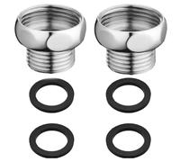 2 adaptadores reductores de manguera de ducha G3/4 pulgadas hembra a G1/2 pulgadas macho con 4 arandelas utilizadas en grifos de cocina y jardín, cromados