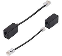 2 adaptadores RJ11 a RJ45, cable de teléfono negro RJ11 6P4C a Ethernet RJ45 8P8C, conector para cable de teléfono RJ11 a módem ADSL