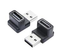 2 adaptadores USB 3.2 macho a hembra de ángulo recto, 10 Gbps, 90 grados USB tipo A 3.1, extensión de datos compatible con carga rápida de 3 A, para ordenador, portátil (ángulo bajo)
