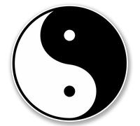 2 adhesivos de vinilo chino Yin Yang para iPad Laptop casco filosofía Karate #4396 (10 cm x 10 cm)
