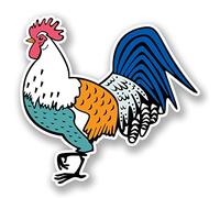 2 adhesivos de vinilo para casco de bicicleta, diseño de gallina de gallo, de 10 cm