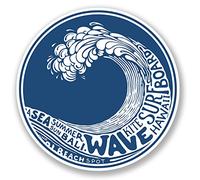 2 Adhesivos para Tabla de Surf para Coche, Bicicleta, iPad, portátil, Hawaii Bali Wave #4196 (10 cm x 10 cm)