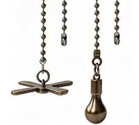 2 adornos de cadena para ventilador de techo, tiradores de luz de ventilador de 13.6 pulgadas, bombilla de metal y forma de ventilador para lámpara de ventilador de techo, bronce