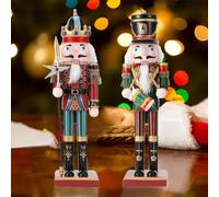 2 adornos navideños para cascanueces, 30 cm soldado grande para cascanueces de Navidad de madera, clásicos tradicionales de Navidad adornos para interiores, muñecos, juguetes, regalos de Año Nuevo