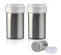 2 agitadores de harina de acero inoxidable de 7 onzas, plumero de polvo de malla fina para hornear y manualidades de cocina, tamiz multiusos para azúcar glaseado, cacao, café y sal (sin BPA, fácil de