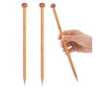 2 agujas de tejer de bambú de 10 pulgadas de largo, agujas de tejer de madera para principiantes, calcetines, bufandas, hechos a mano, suministros de ganchillo y ganchillo de 9 mm