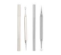 2 Agujas Para Acné, Herramientas De Belleza De 12, 8 Cm, Dispositivo De Limpieza De Puntos Negros, Juego De Limpieza Para El Cuidado De La Piel (Oro, Plata)