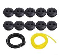 2 agujeros de goma para depósito de combustible, 10 piezas + 1 m amarillo + 1 m negro tubo de línea de combustible, para cortador de cepillo, goma EPDM, fácil instalación, mantenimiento de césped y