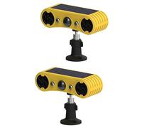 2 alarmas solares con sensor de movimiento, resistentes al agua, seguridad al aire libre con 13 alertas de sonido, luces LED dobles rojas y azules, configuración inalámbrica para una protección