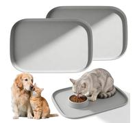 2 alfombrillas para comedero para perros, gatos de 45 x 30 cm, base para comedero para perros, 1,2 cm de alto bordes para gatos, fácil de limpiar, cuenco de agua para gatos, para comida, agua y fuente
