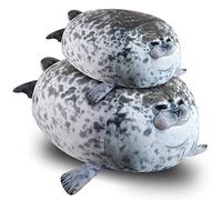 2 almohadas de sello blob, 30 cm lindo juguete de peluche de foca gordita + almohada de sello de felpa de 60 cm, almohada de sello de animal suave de peluche de algodón de peluche lindo almohada de