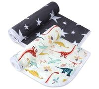 2 almohadillas cambiadoras de pañales para bebé, tapete de cambio de dinosaurio, almohadilla de cambio impermeable de 3 capas, tapete plegable y absorbente para mujeres, almohadillas reutilizables