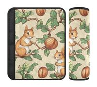 2 almohadillas de asiento de coche para correas de coche, diseño de ardilla, avellana, evita que el cinturón de seguridad corte en el cuello, protector de cinturón de seguridad para la mayoría de los