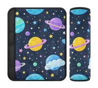 2 almohadillas de correa de dibujos animados con diseño de planeta colorido, libera el estrés en tu cuello y hombros, almohadilla para cinturón de seguridad para sedán, la mayoría de los coches, funda