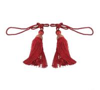 2 alzapaños de cortina con borla de bola grande para cortinas pesadas, cierre magnético, decoración dorada, plata, azul, rojo, 71 cm de longitud total (rojo)