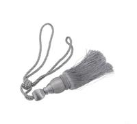 2 alzapaños de cortina con borla de bola grande para cortinas pesadas, cierre magnético, decoración dorada, plata, azul, rojo, 71 cm de longitud total (plata)